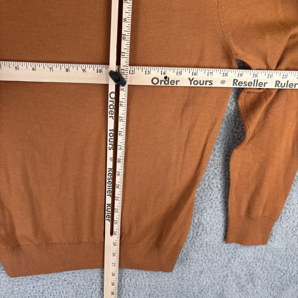 NEW Charles Tyrwhitt V Neck Jumper Mens Small Burnt Orange Pure Merino Wool